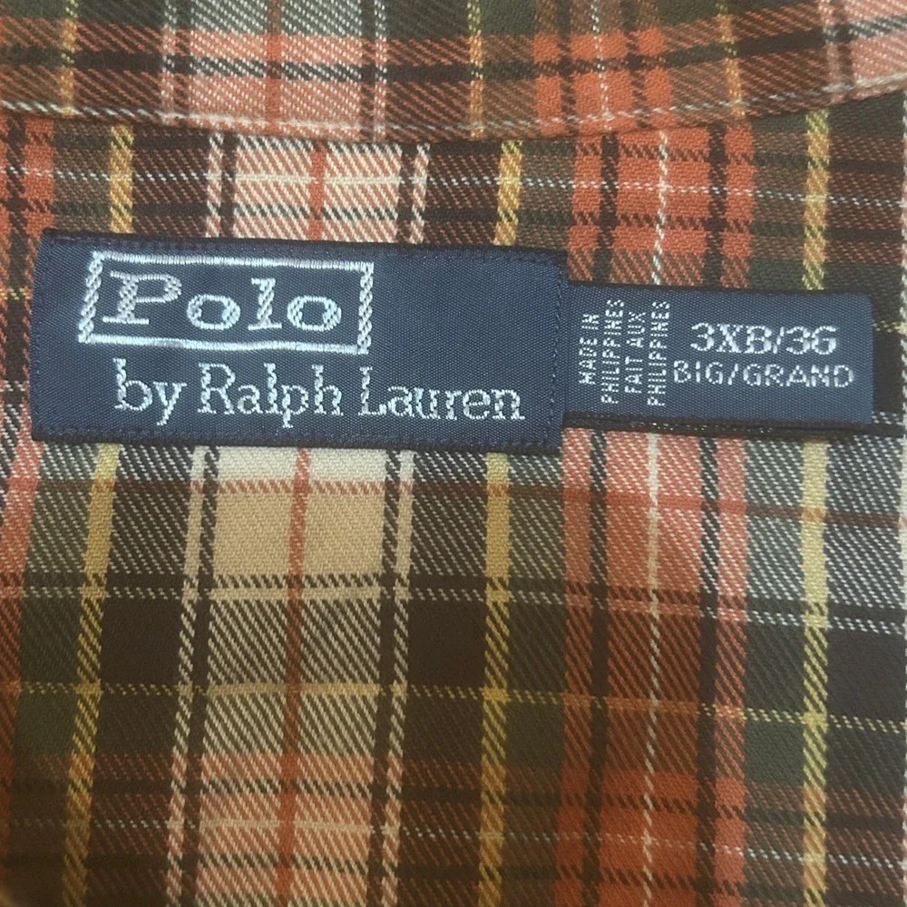 Polo Ralph Lauren‎ Plaid Flannel Shirt Mens 3XB Red Multi Cotton Preppy Outdoors